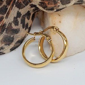 14K Gold Plated Small hoop Madewell Gold Hoops Hypoallergenic Earrings